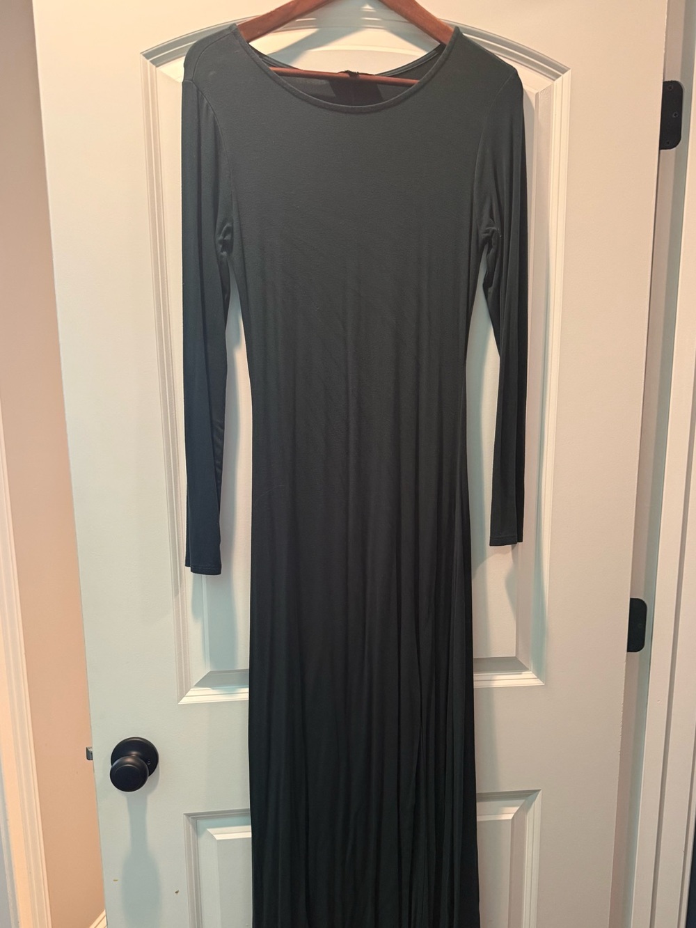 Long Sleeve Maxi Dress - dark green size small